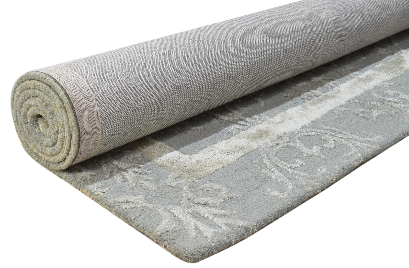 5' X 8' Rug Wool / Silk Grey Modern Hand Tufted French Floral Room Size Carpet 7860687798421