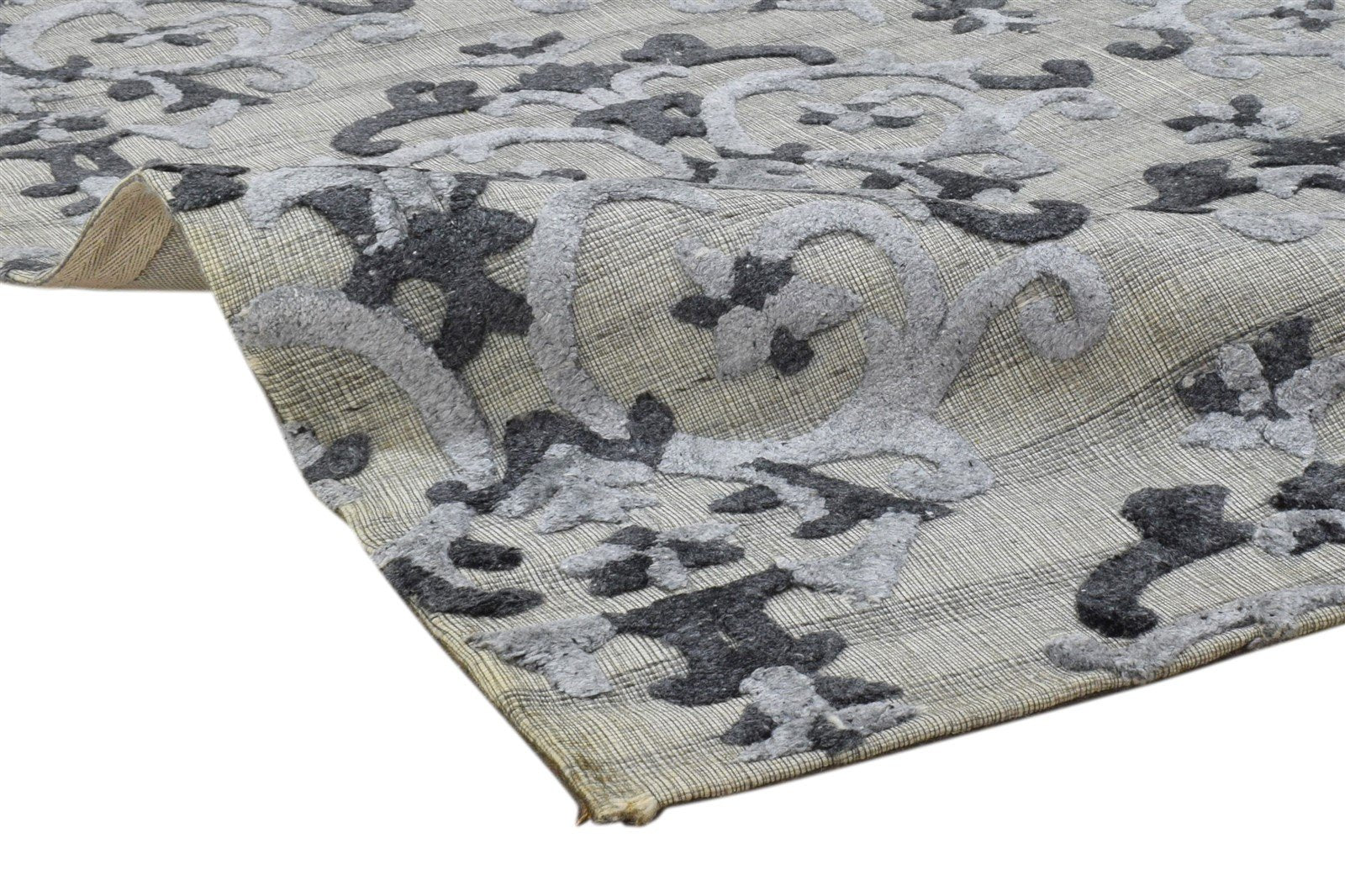 5' X 8' Rug Wool Silk Grey Modern Jacquard Loom Indian Floral Room Size Carpet 7860700381333