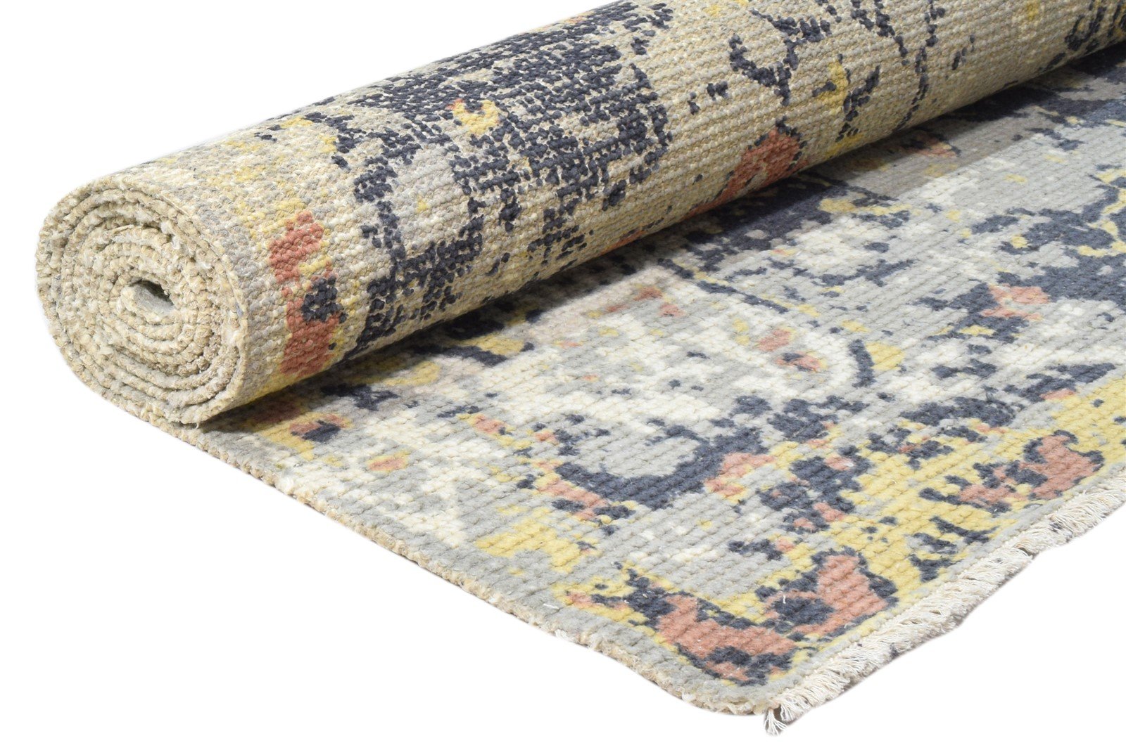 Wool Grey Rug 6X9 Persian Hand Knotted Heriz-Indian Distressed Room Size Carpet Area Rug