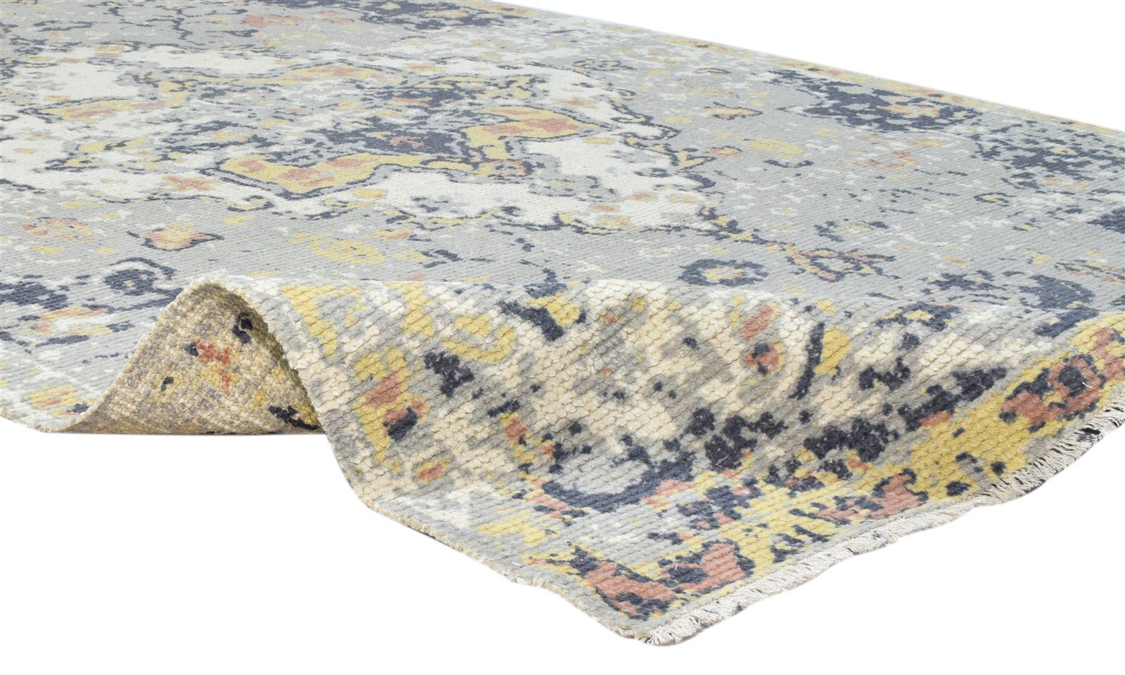 Wool Grey Rug 6X9 Persian Hand Knotted Heriz-Indian Distressed Room Size Carpet Area Rug