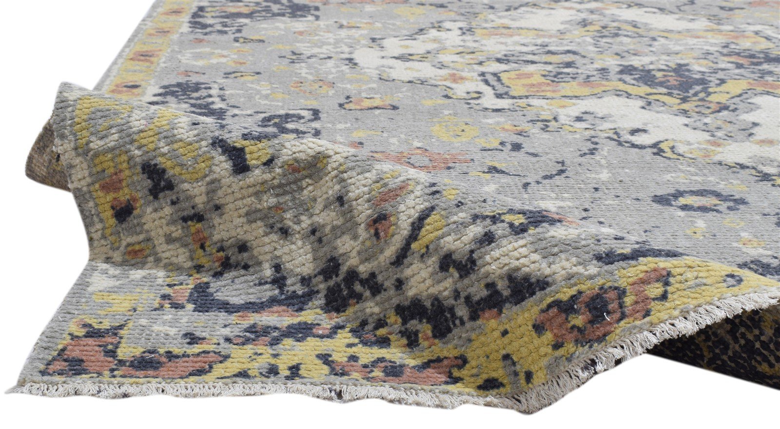 Wool Grey Rug 6X9 Persian Hand Knotted Heriz-Indian Distressed Room Size Carpet Area Rug