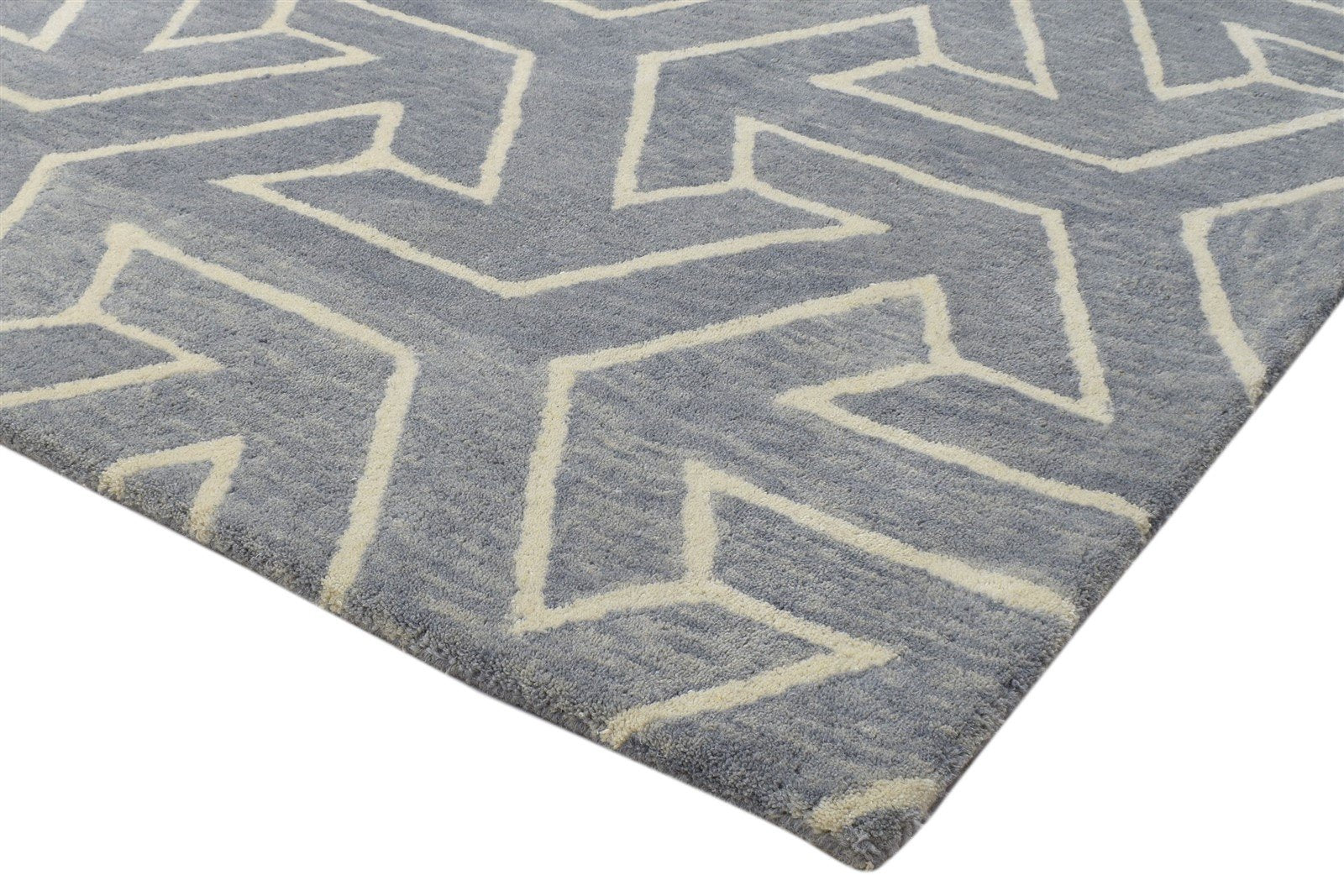 100% Wool Grey Rug 4X6 Modern Hand Tufted Scandinavian Arrow Room Size Carpet Area Rug