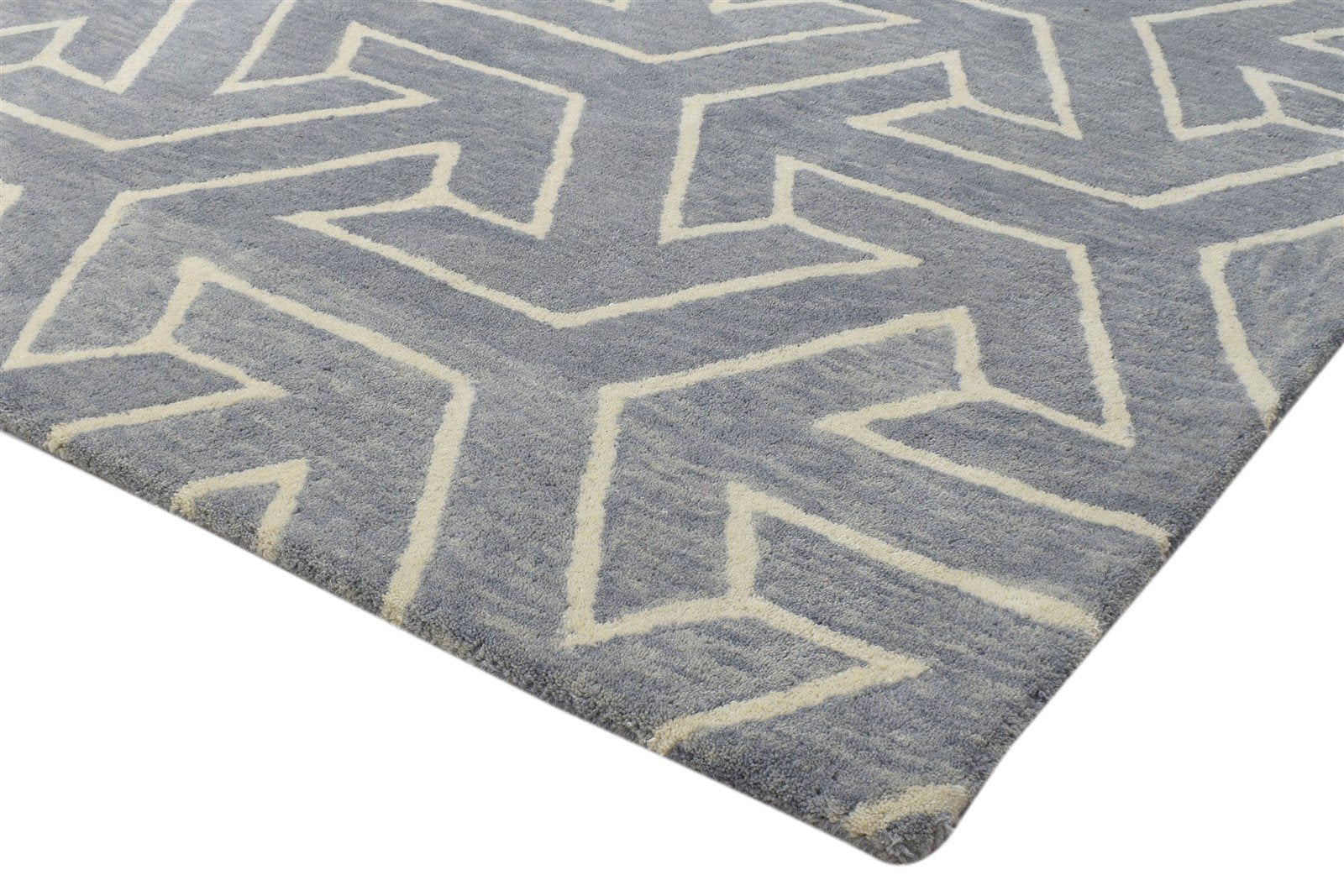 100% Wool Grey Rug 4X6 Modern Hand Tufted Scandinavian Arrow Room Size Carpet Area Rug