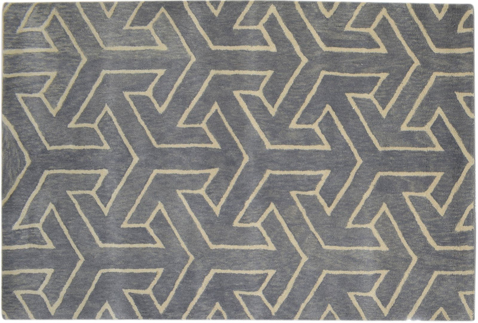 100% Wool Grey Rug 4X6 Modern Hand Tufted Scandinavian Arrow Room Size Carpet Area Rug
