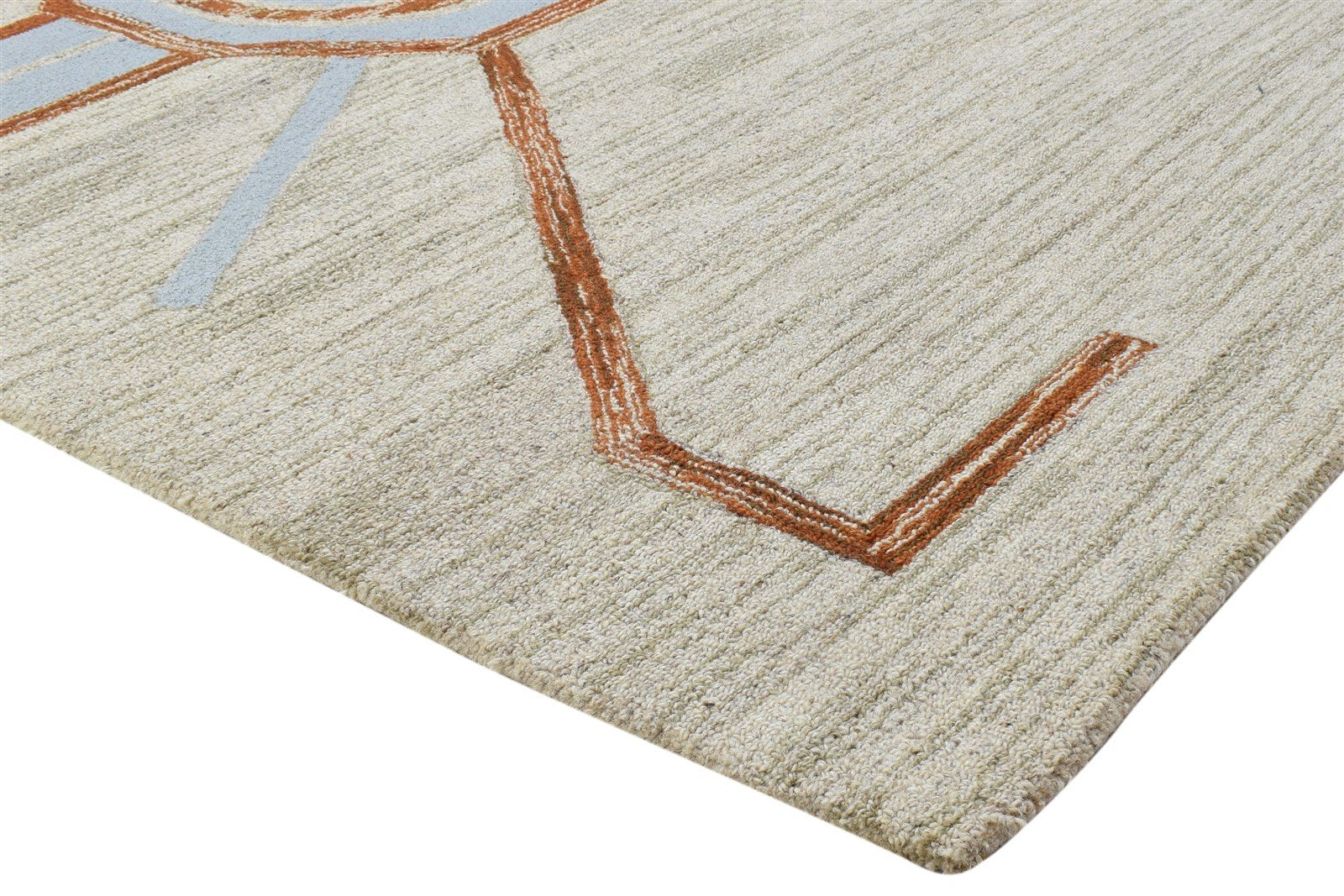 100% Wool Beige Rug 5X8 Modern Hand Tufted Scandinavian Abstract Room Size Area Rug