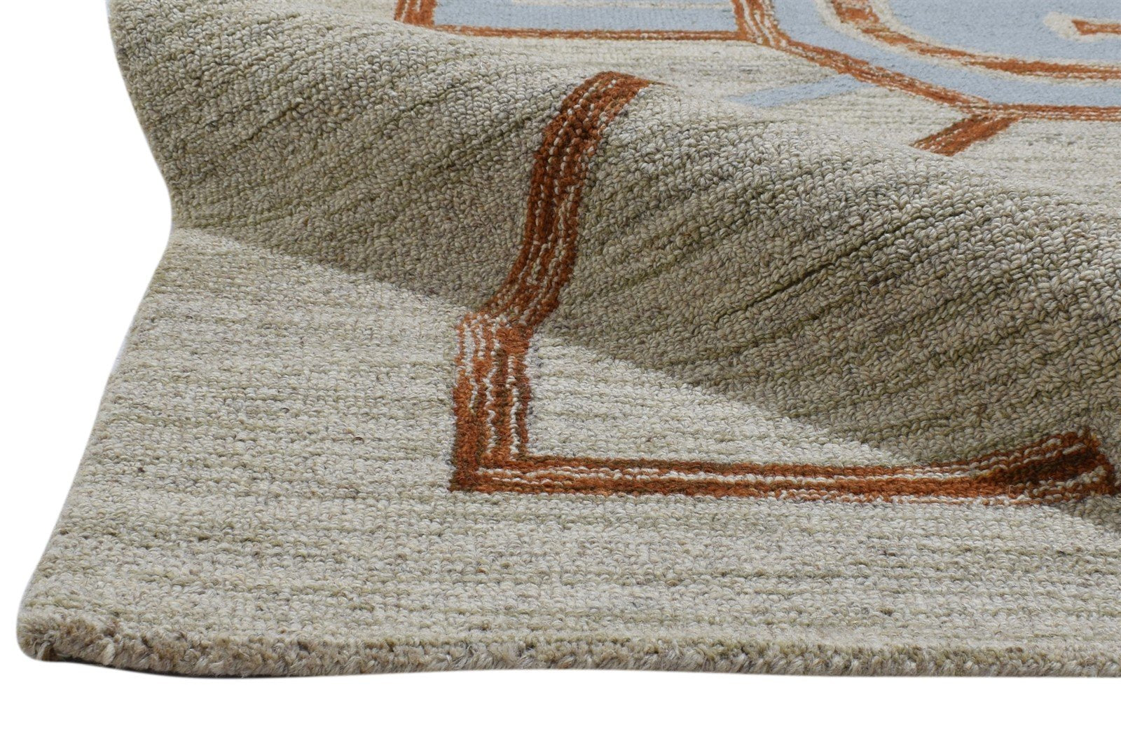 100% Wool Beige Rug 5X8 Modern Hand Tufted Scandinavian Abstract Room Size Area Rug