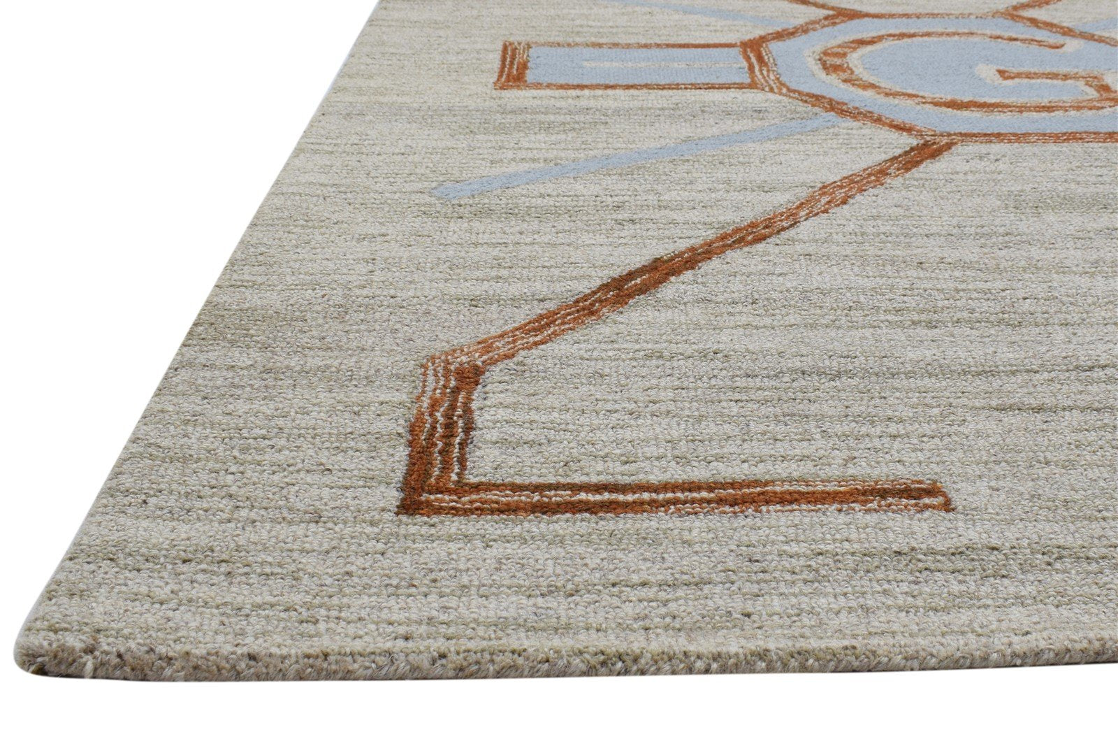 100% Wool Beige Rug 5X8 Modern Hand Tufted Scandinavian Abstract Room Size Area Rug