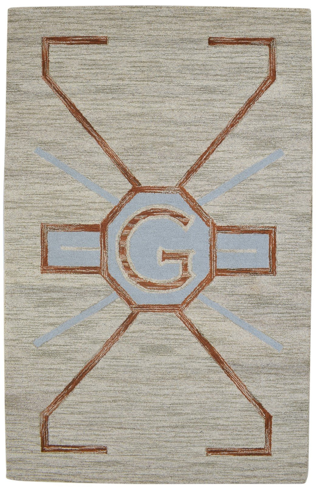 100% Wool Beige Rug 5X8 Modern Hand Tufted Scandinavian Abstract Room Size Area Rug