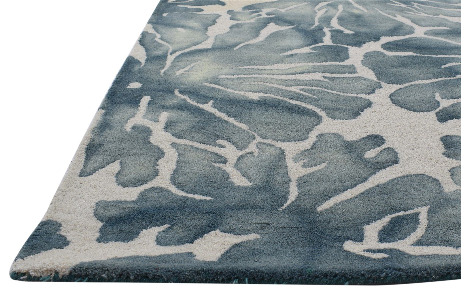 100% Wool Charcoal Rug 5' X 8' Modern Hand Tufted French Floral Room Size Carpet Area Rug
