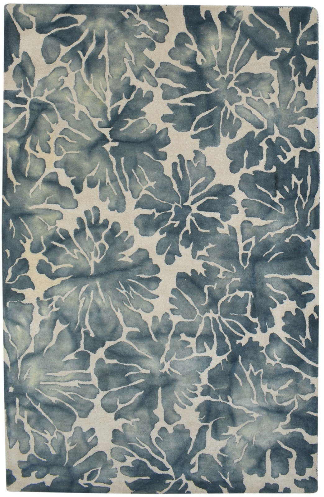 100% Wool Charcoal Rug 5' X 8' Modern Hand Tufted French Floral Room Size Carpet Area Rug