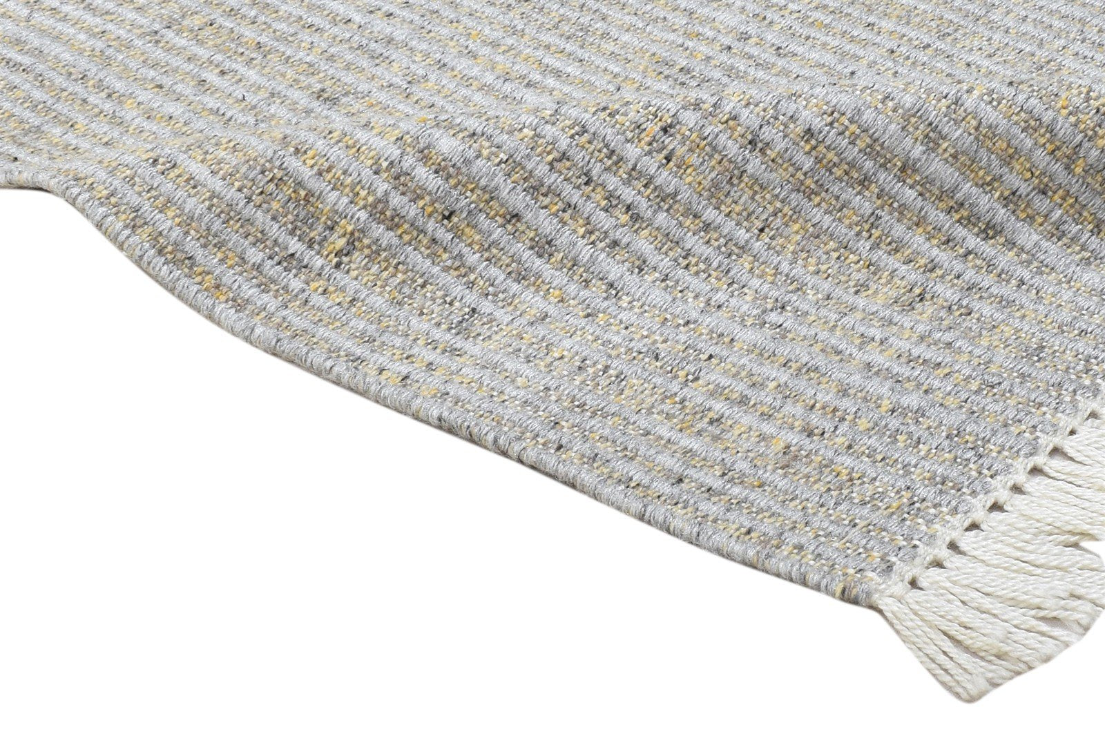 Hand Woven Grey Wool / Nylon Rug 2X3 Modern Scandinavian Striped Small Carpet Area Rug