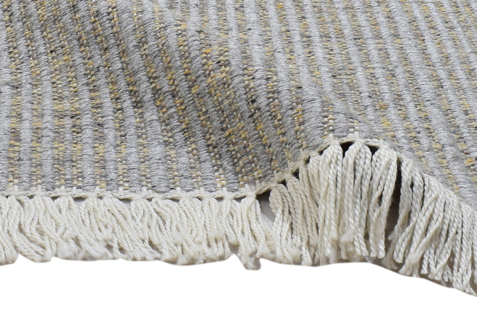 Hand Woven Grey Wool / Nylon Rug 2X3 Modern Scandinavian Striped Small Carpet Area Rug