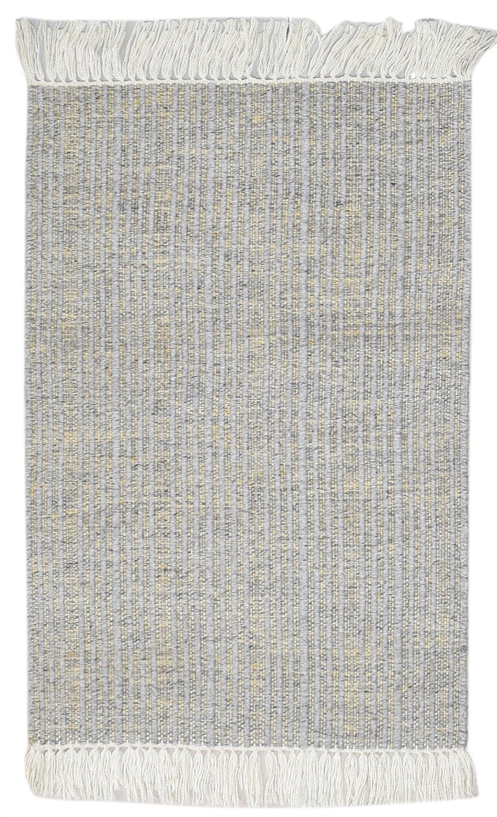 Hand Woven Grey Wool / Nylon Rug 2X3 Modern Scandinavian Striped Small Carpet Area Rug