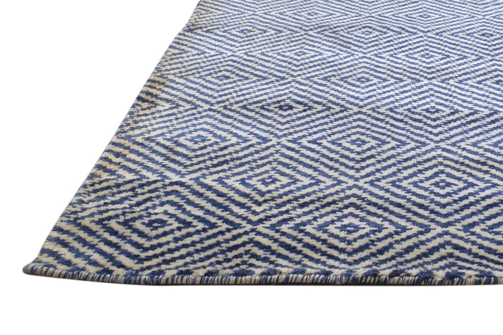 Grey Wool / Silk Rug 4X6 Modern Hand Woven Scandinavian Diamond Room Size Area Rug
