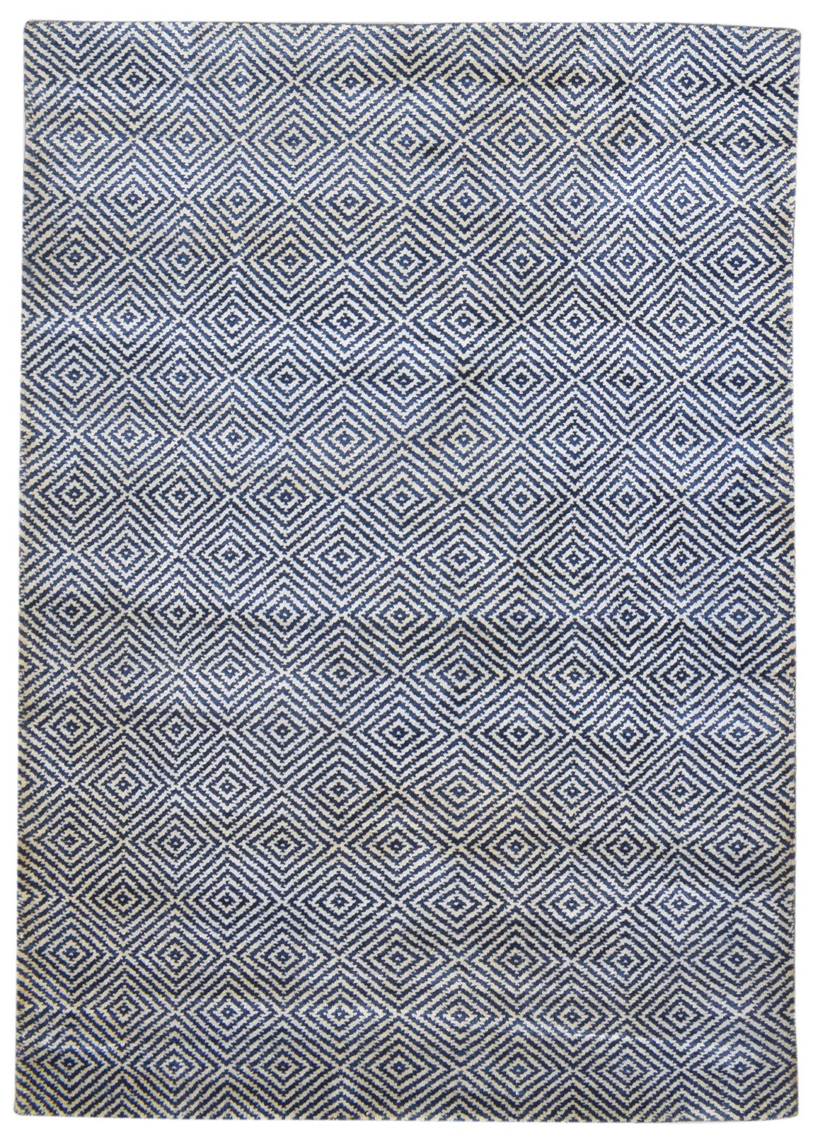 Grey Wool / Silk Rug 4X6 Modern Hand Woven Scandinavian Diamond Room Size Area Rug