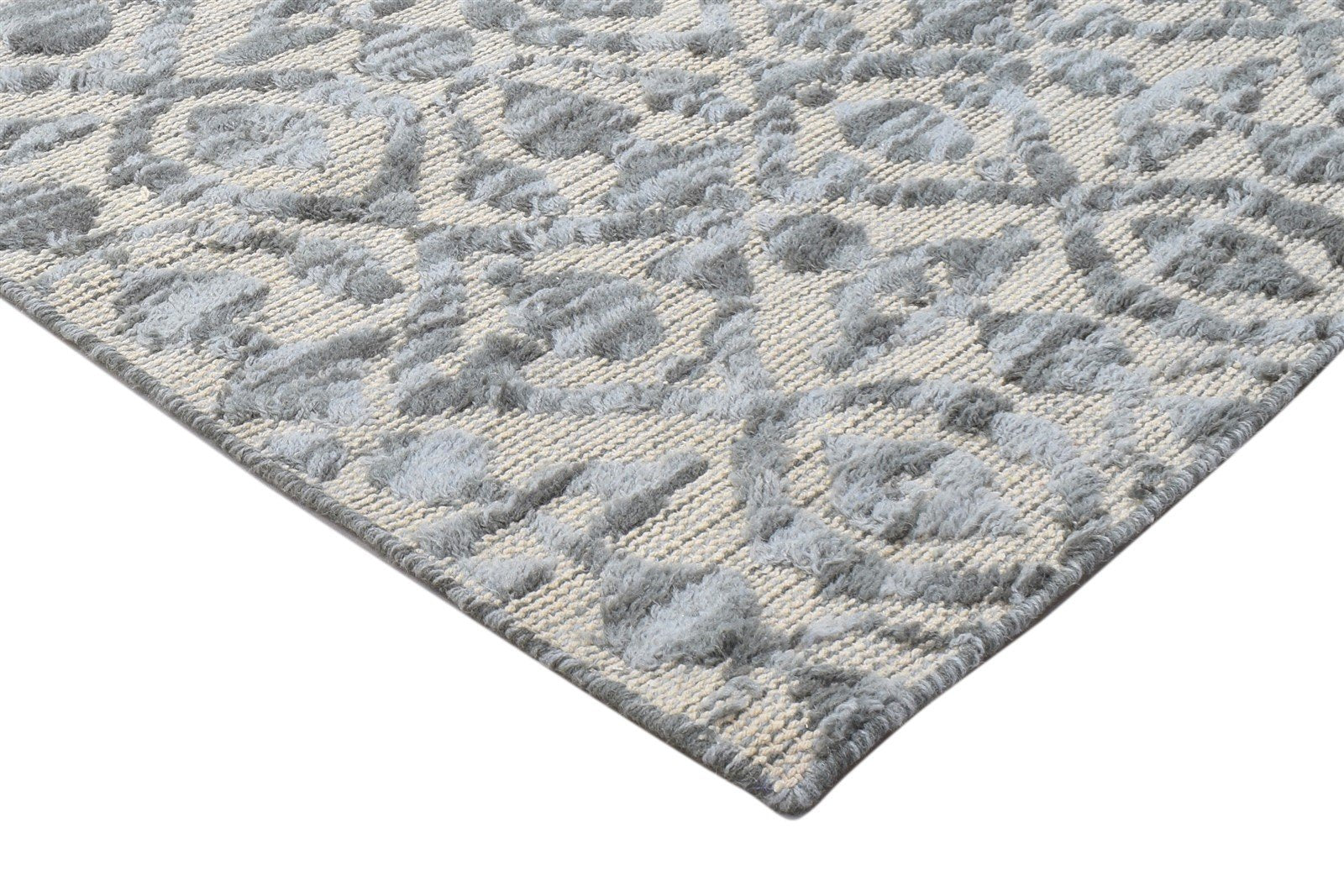 5' X 8' Rug Wool Grey Modern Hand Knotted Scandinavian Trellis Room Size Carpet Area Rug
