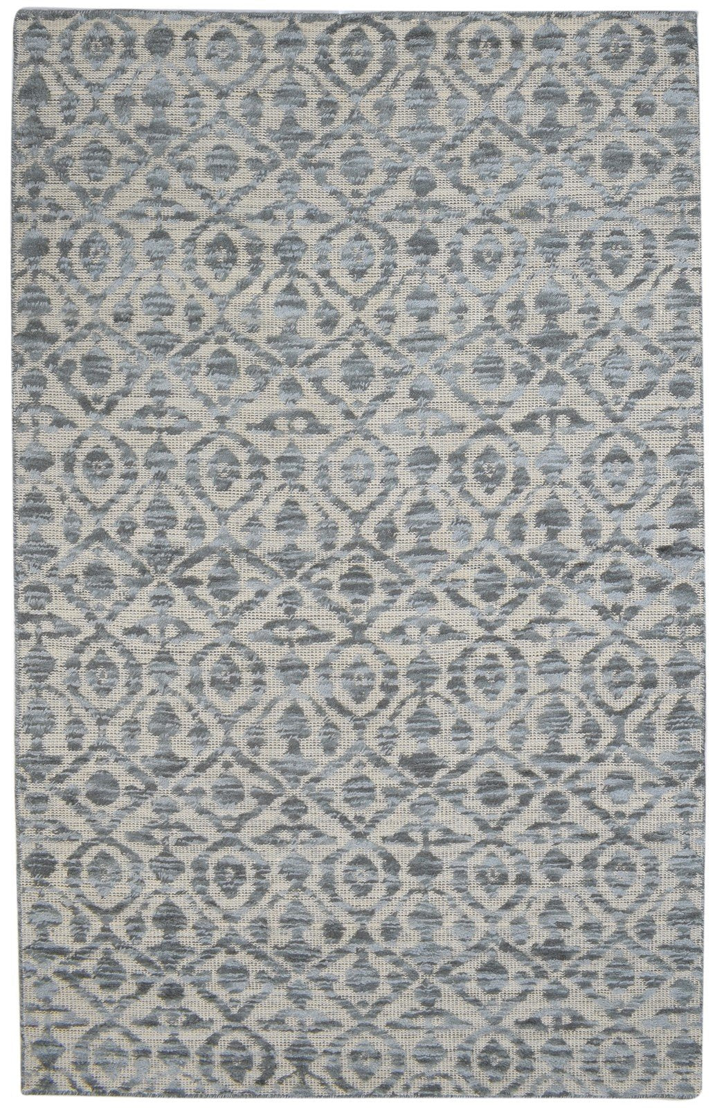 5' X 8' Rug Wool Grey Modern Hand Knotted Scandinavian Trellis Room Size Carpet Area Rug