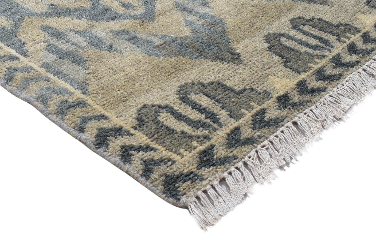 Grey Wool Rug 5' X 8' Modern Hand Knotted Indian Ikat Room Size Carpet Area Rug