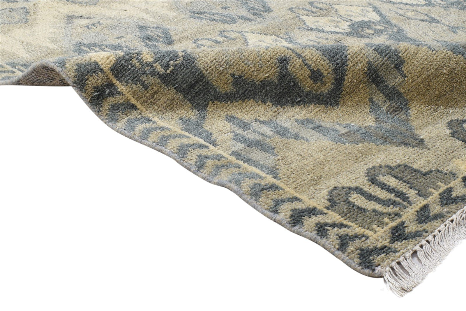 Grey Wool Rug 5' X 8' Modern Hand Knotted Indian Ikat Room Size Carpet Area Rug