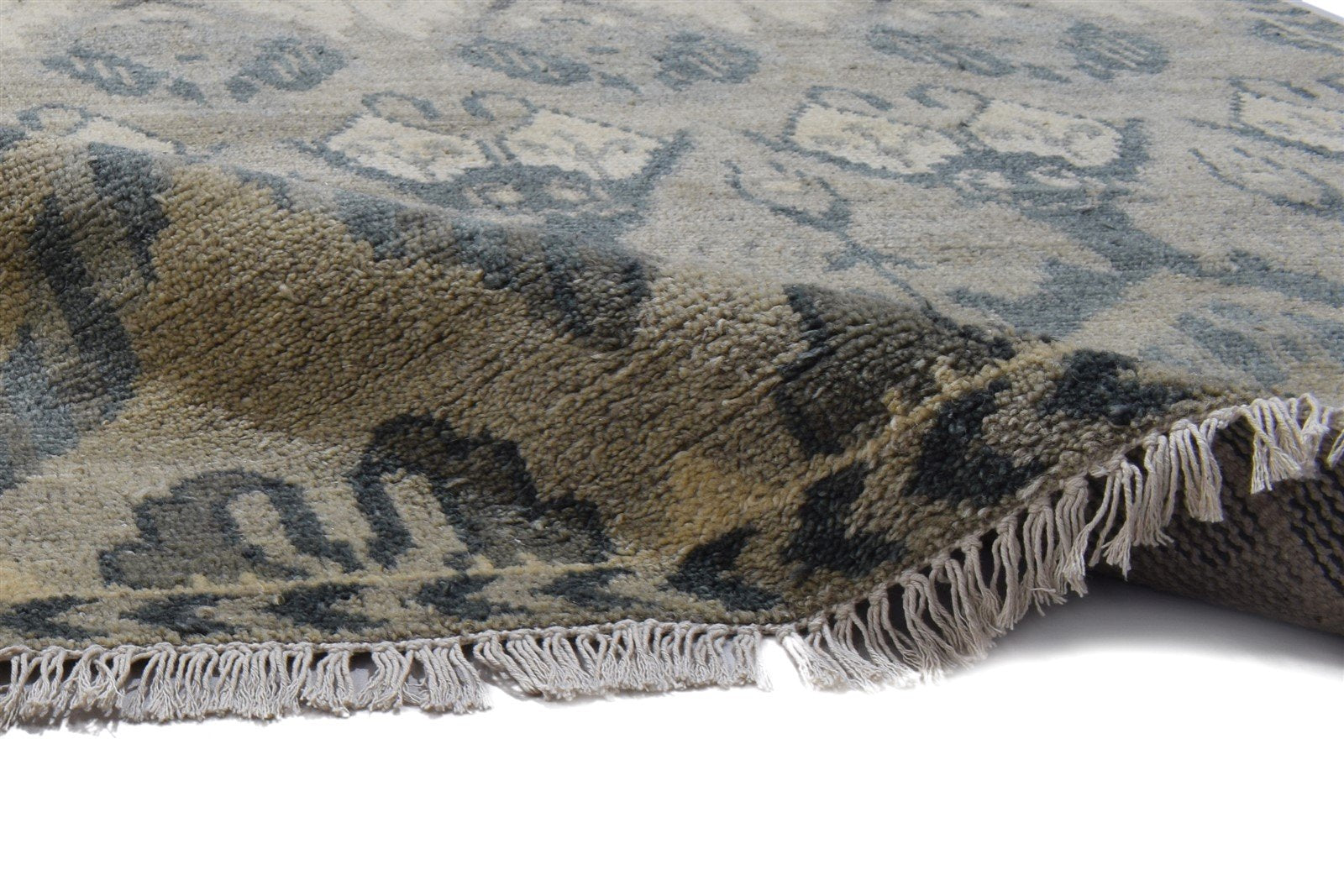Grey Wool Rug 5' X 8' Modern Hand Knotted Indian Ikat Room Size Carpet Area Rug