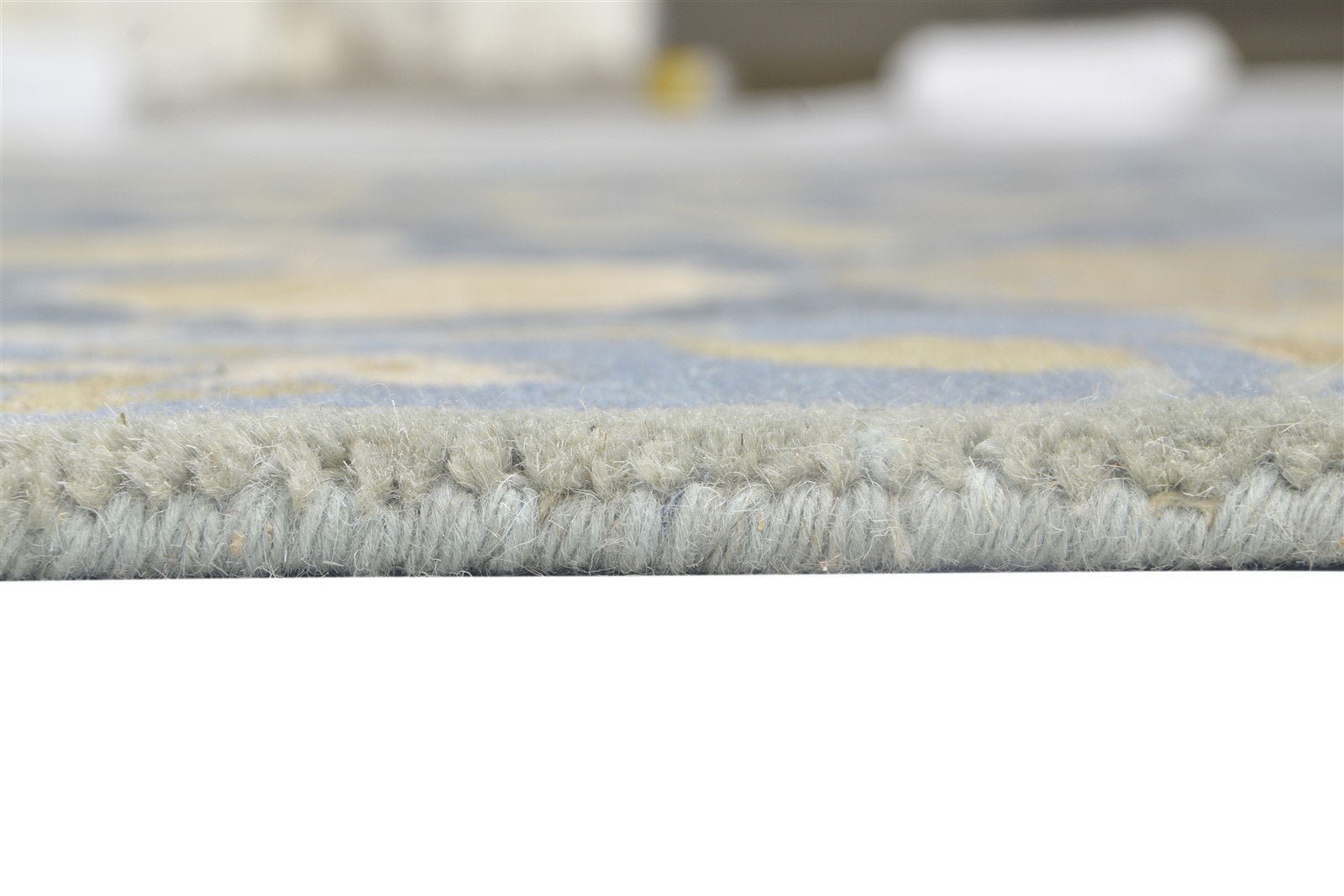 Blue Wool Rug 5' X 8' Modern Hand Tufted French Floral Room Size Carpet Area Rug