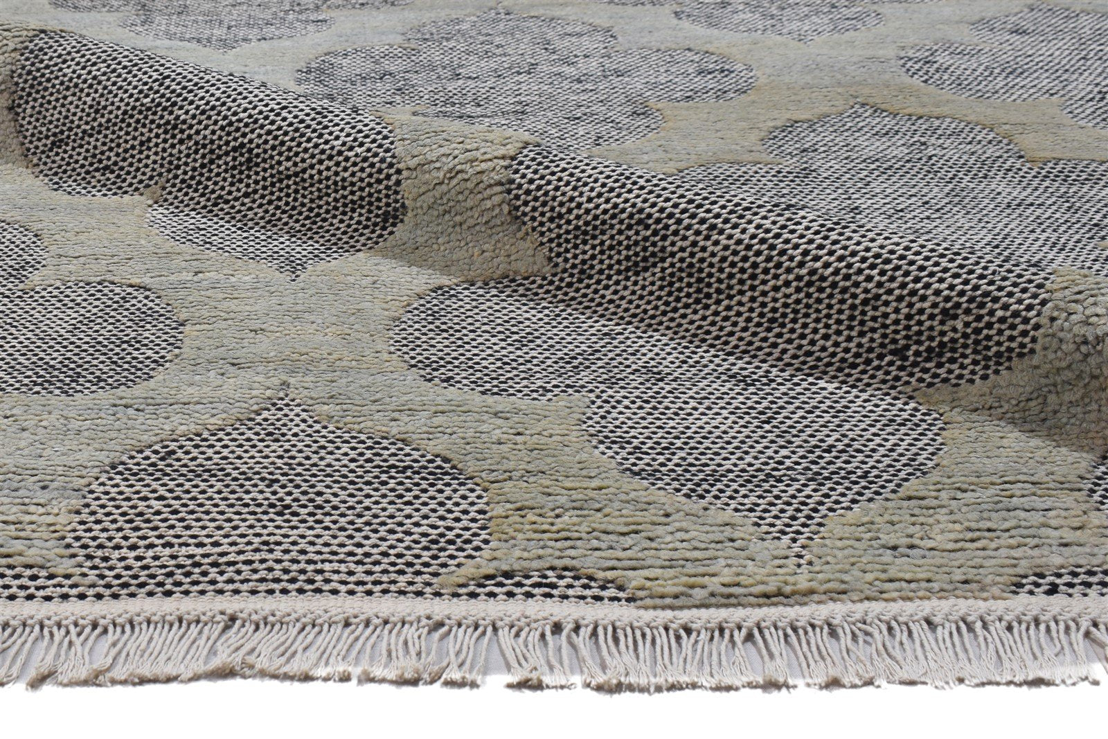 Hand Knotted Grey Wool Rug 5' X 8' Modern Moroccan Trellis Room Size Carpet Area Rug