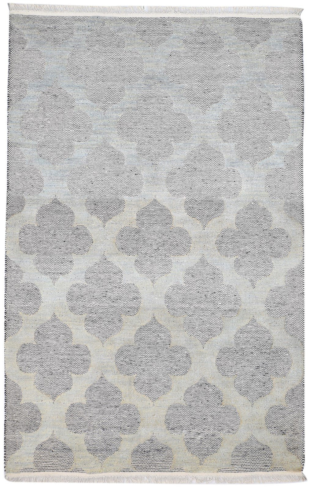 Hand Knotted Grey Wool Rug 5' X 8' Modern Moroccan Trellis Room Size Carpet Area Rug