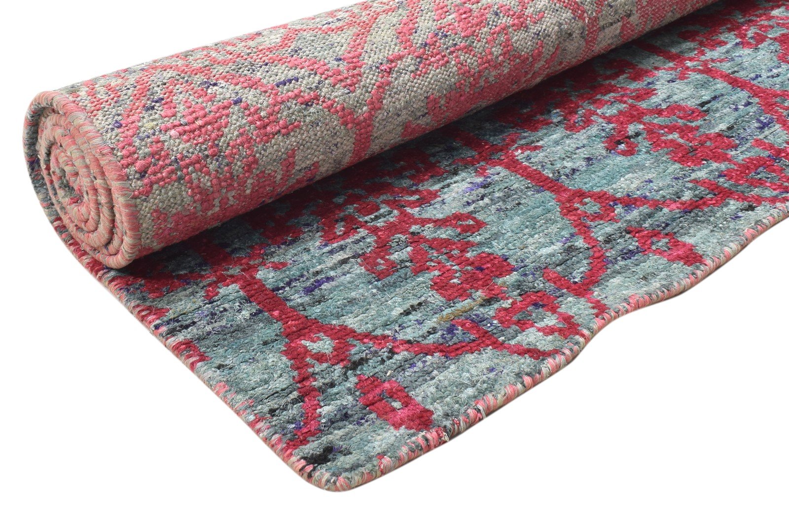 Red Silk Rug 5' X 8' Modern Hand Knotted Moroccan Floral Room Size Carpet Area Rug