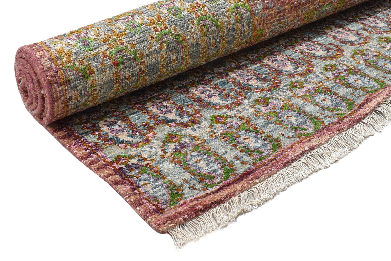 Silk Green Rug 5' X 8' Persian Hand Knotted Bohemian Oriental Room Size Carpet Area Rug