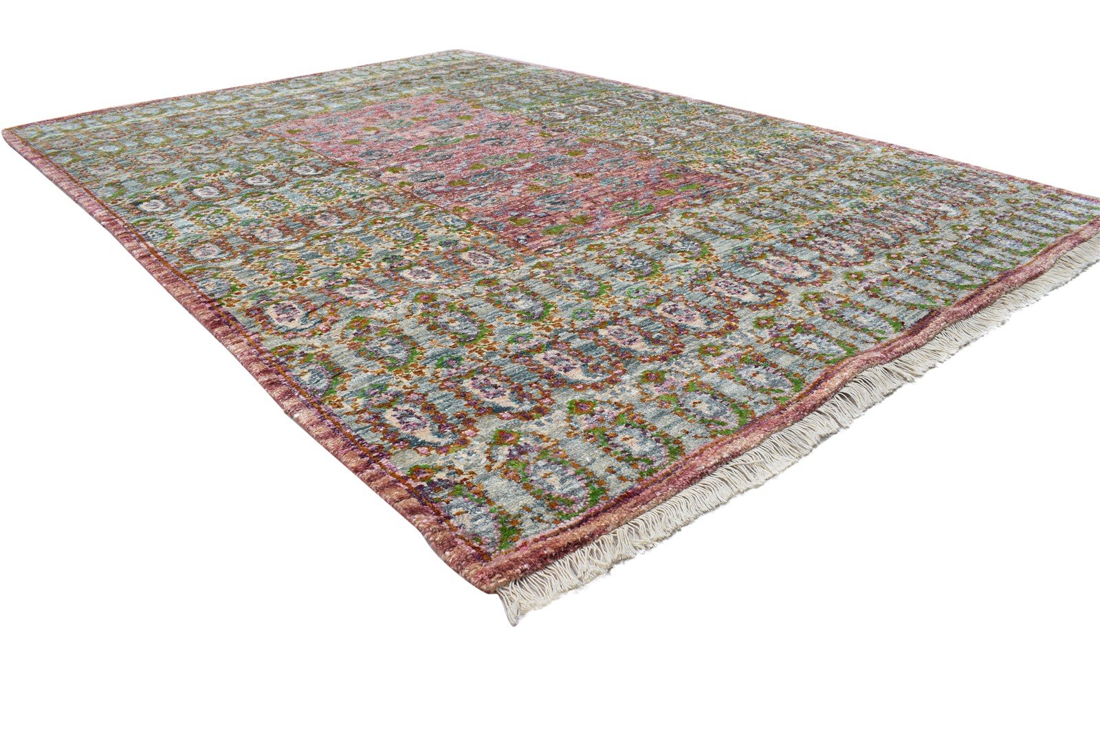 Silk Green Rug 5' X 8' Persian Hand Knotted Bohemian Oriental Room Size Carpet Area Rug