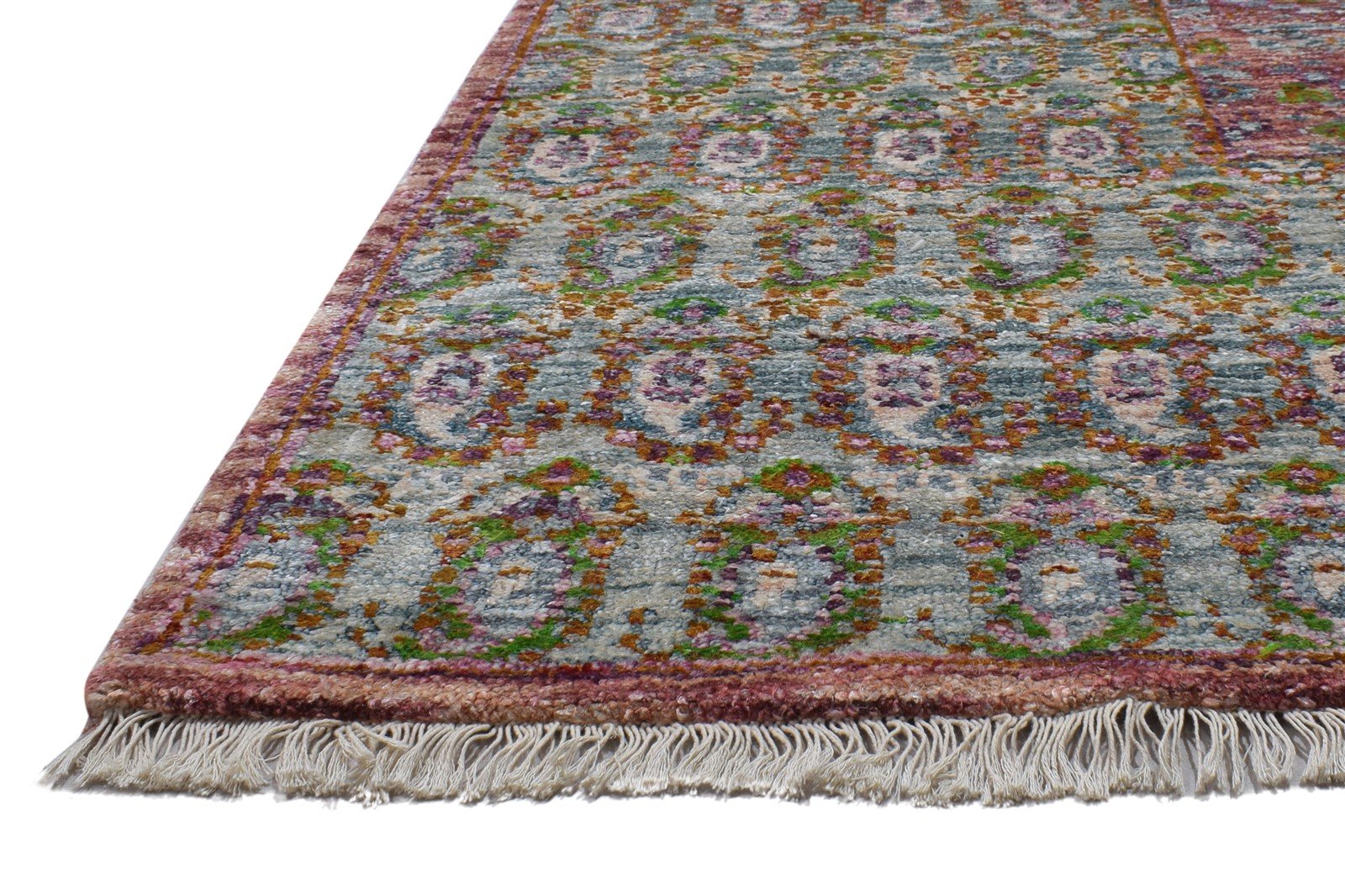 Silk Green Rug 5' X 8' Persian Hand Knotted Bohemian Oriental Room Size Carpet Area Rug