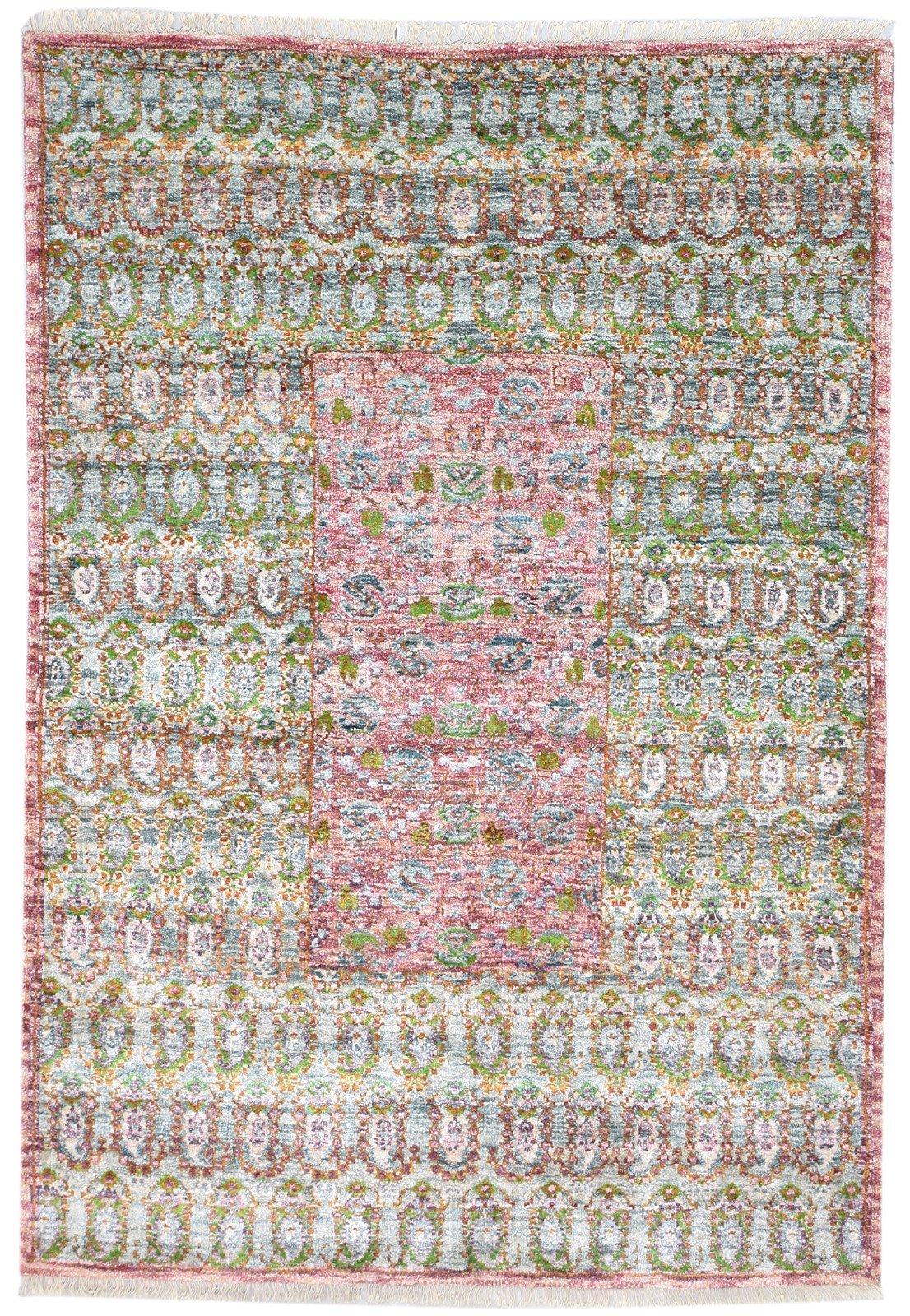 Silk Green Rug 5' X 8' Persian Hand Knotted Bohemian Oriental Room Size Carpet Area Rug