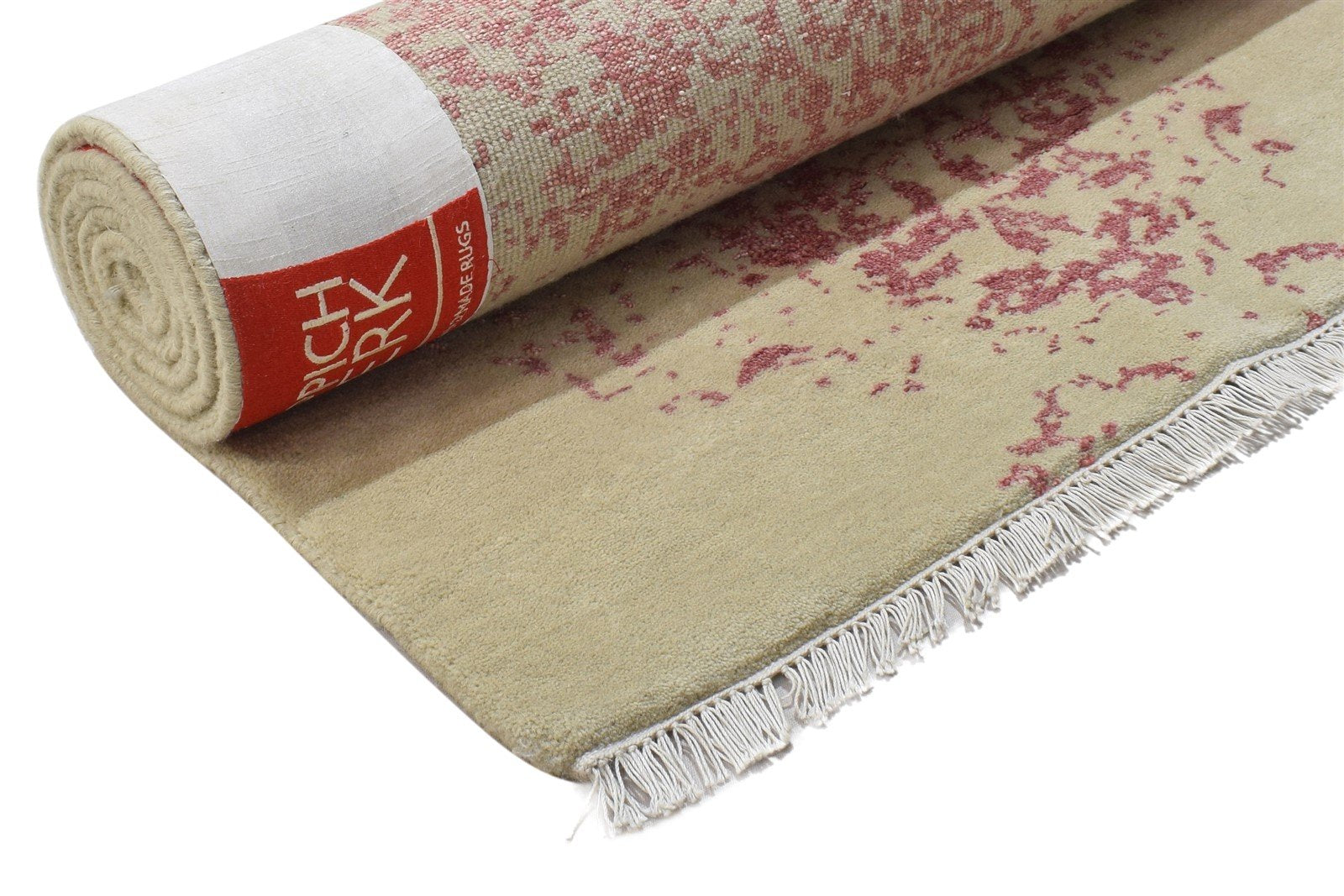 Hand Knotted Beige Wool / Silk Rug 3X7 Modern Scandinavian Abstract Small Area Rug