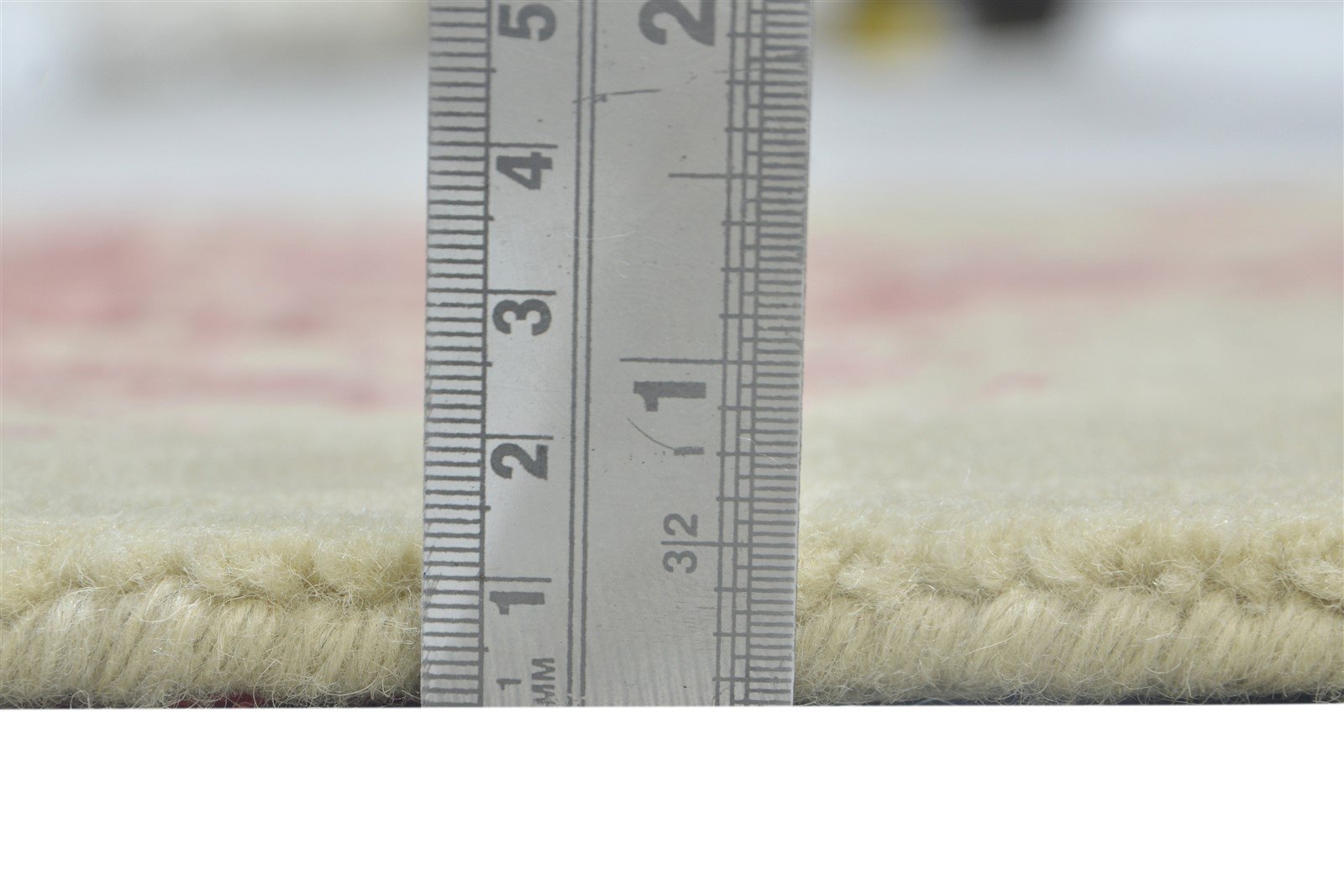 Hand Knotted Beige Wool / Silk Rug 3X7 Modern Scandinavian Abstract Small Area Rug