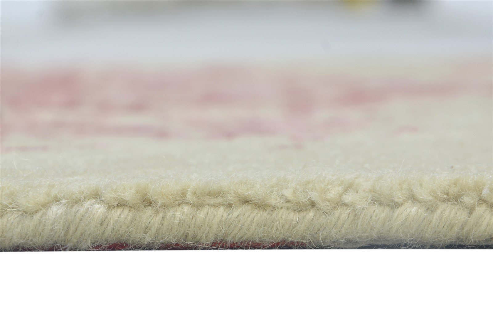 Hand Knotted Beige Wool / Silk Rug 3X7 Modern Scandinavian Abstract Small Area Rug