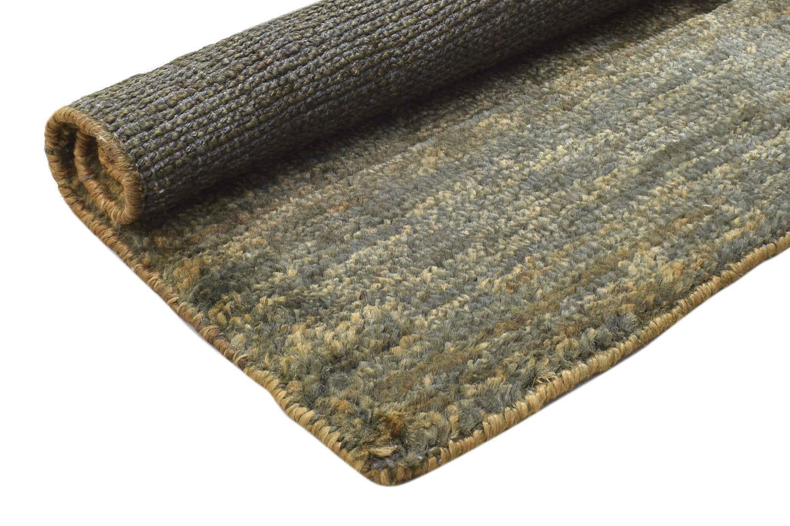 Hand Knotted Charcoal Jute Rug 2' X 3' Modern Scandinavian Striped Small Carpet Area Rug