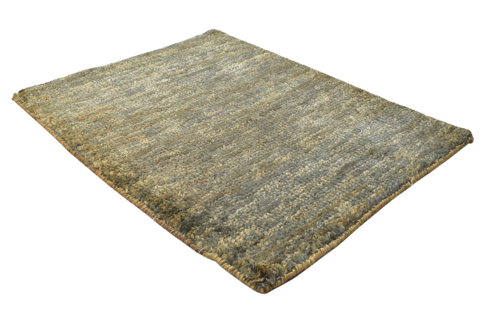Hand Knotted Charcoal Jute Rug 2' X 3' Modern Scandinavian Striped Small Carpet Area Rug