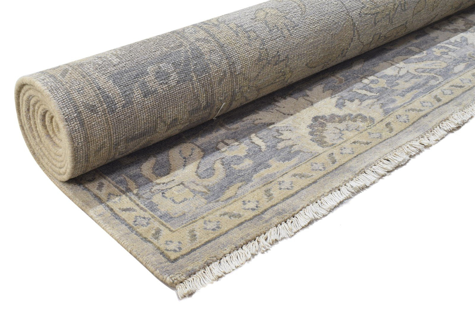Hand Knotted Grey Wool Rug 8' X 10' Persian Oushak Oriental Large Carpet Area Rug