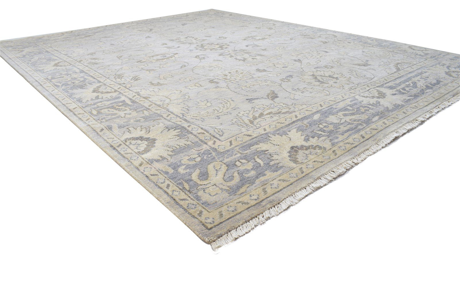 Hand Knotted Grey Wool Rug 8' X 10' Persian Oushak Oriental Large Carpet Area Rug