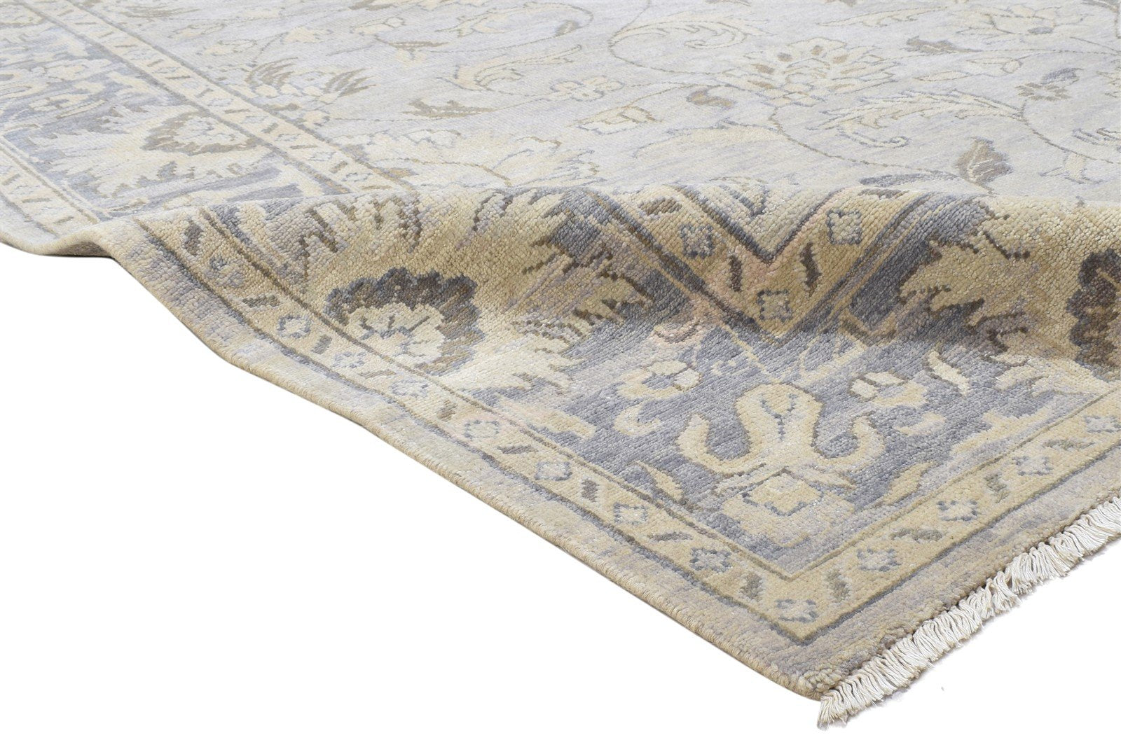 Hand Knotted Grey Wool Rug 8' X 10' Persian Oushak Oriental Large Carpet Area Rug