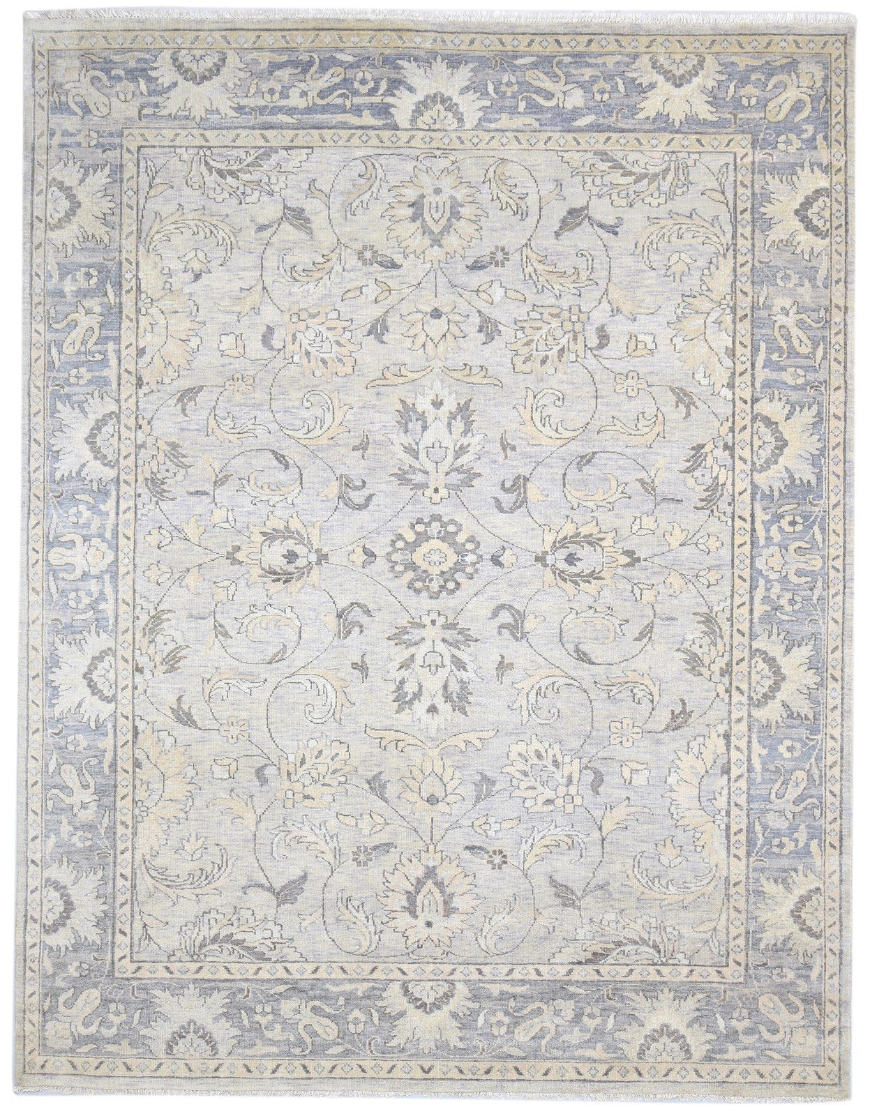 Hand Knotted Grey Wool Rug 8' X 10' Persian Oushak Oriental Large Carpet Area Rug