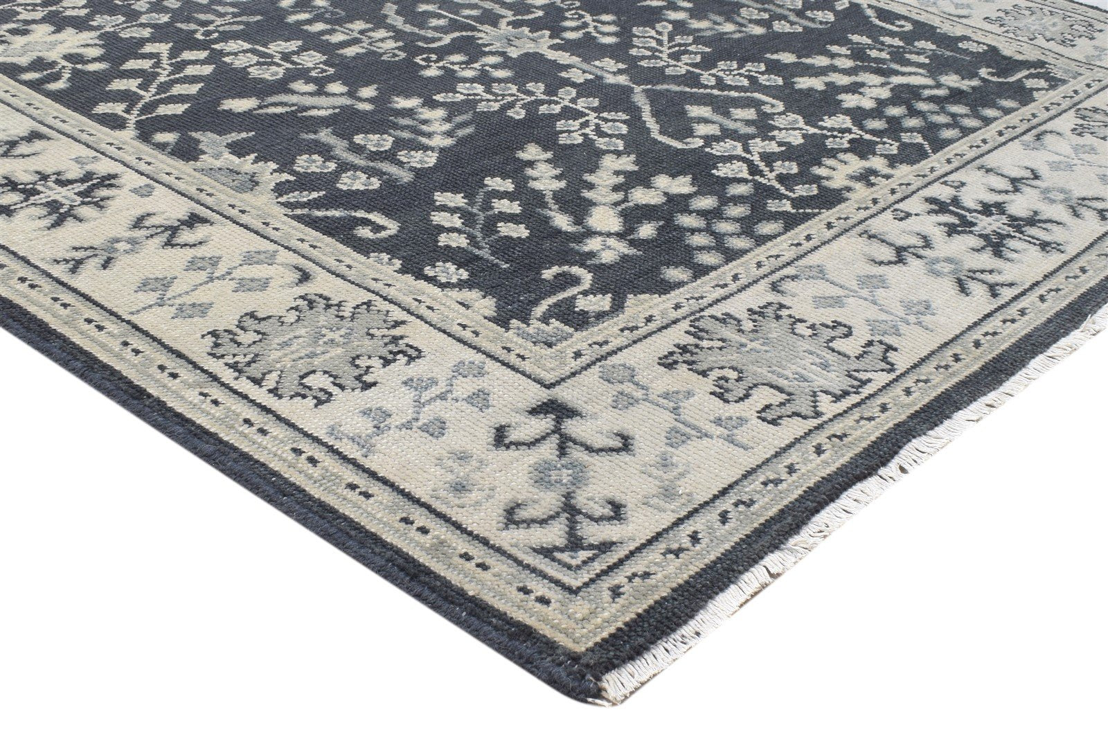 Wool Charcoal Rug 5X7 Persian Hand Knotted Sarouk-Indian Oriental Room Size Area Rug