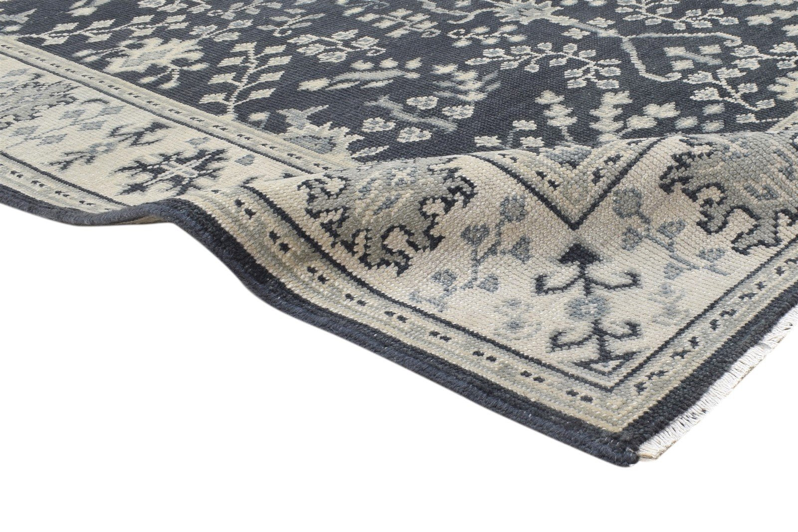Wool Charcoal Rug 5X7 Persian Hand Knotted Sarouk-Indian Oriental Room Size Area Rug