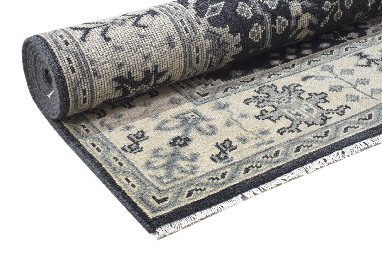 Charcoal Wool Rug 6X9 Persian Hand Knotted Heriz-Indian Oriental Room Size Area Rug
