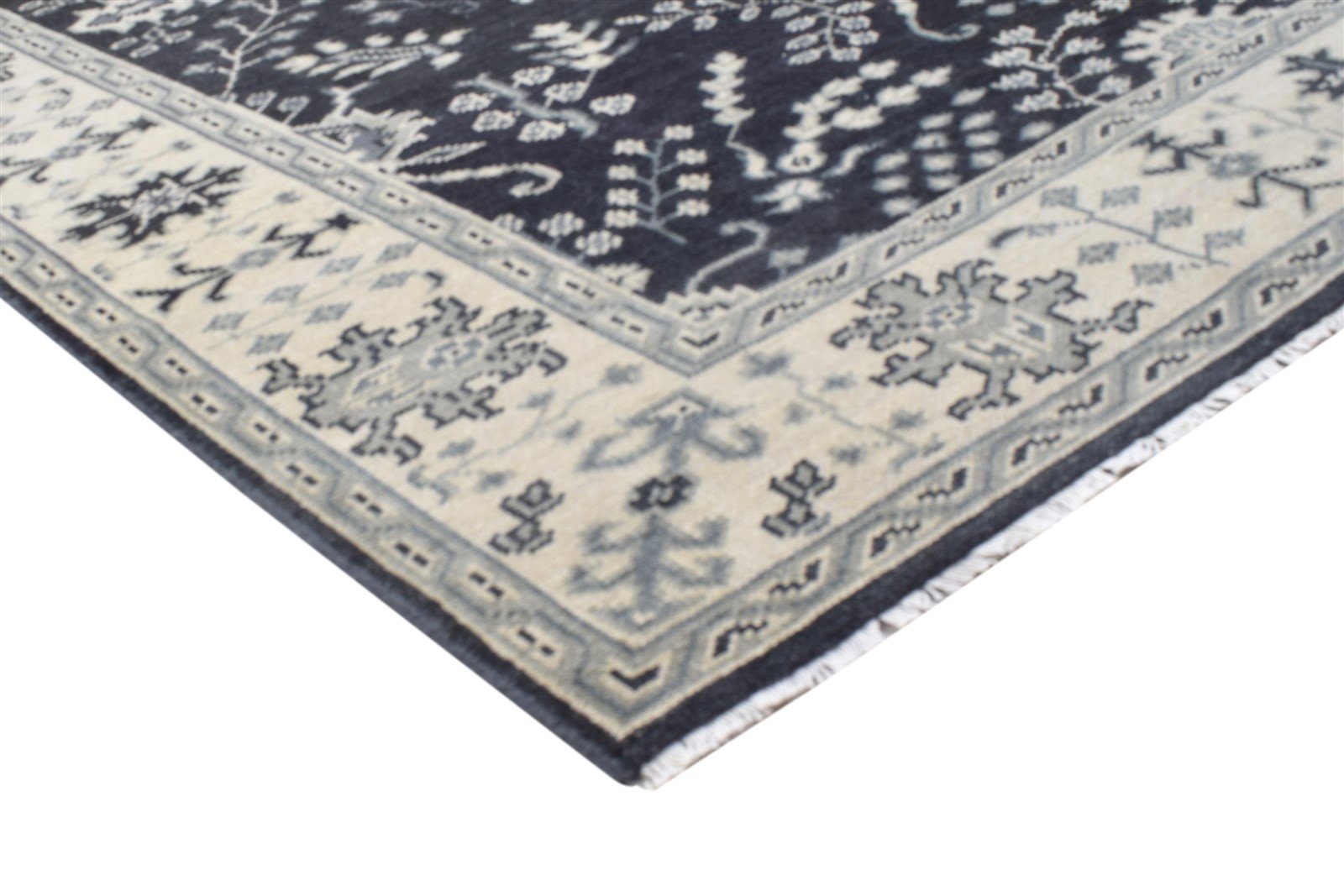 Charcoal Wool Rug 6X9 Persian Hand Knotted Heriz-Indian Oriental Room Size Area Rug
