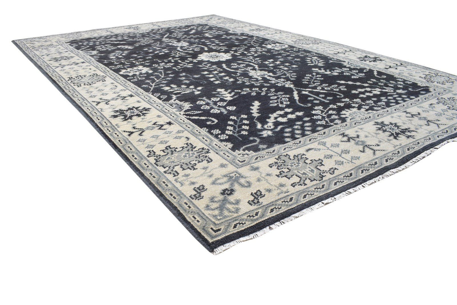Charcoal Wool Rug 6X9 Persian Hand Knotted Heriz-Indian Oriental Room Size Area Rug