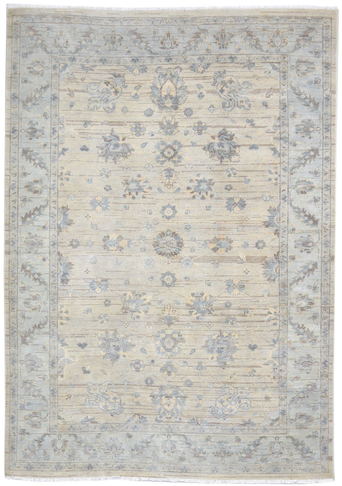 Wool Beige Rug 6' X 9' Persian Hand Knotted Oushak Oriental Large Carpet Area Rug