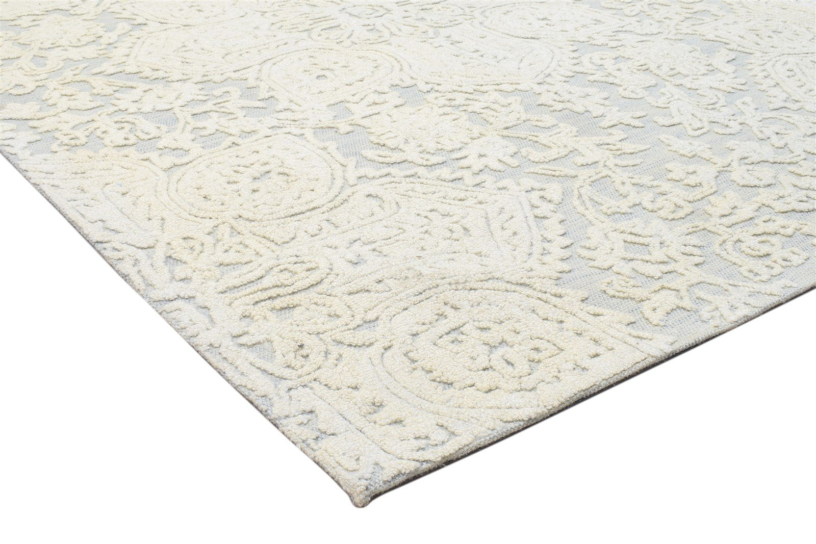 5' X 8' Rug Wool Ivory Modern Hand Tufted French Floral Room Size Carpet Area Rug