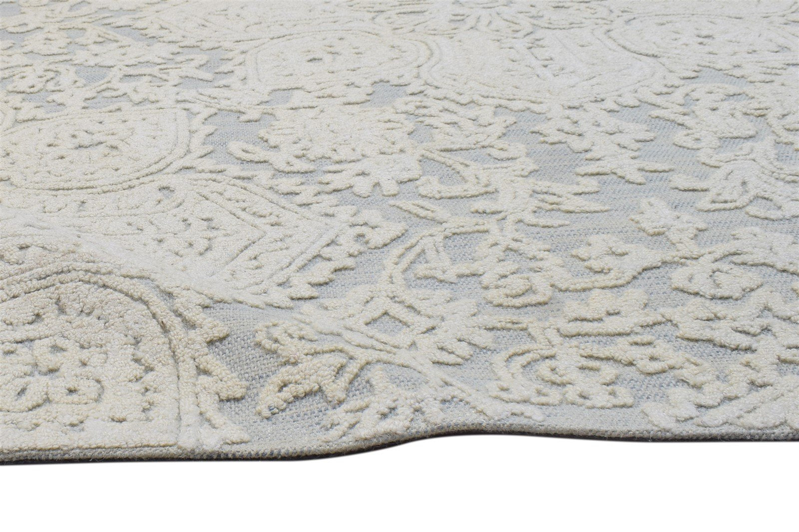 5' X 8' Rug Wool Ivory Modern Hand Tufted French Floral Room Size Carpet Area Rug
