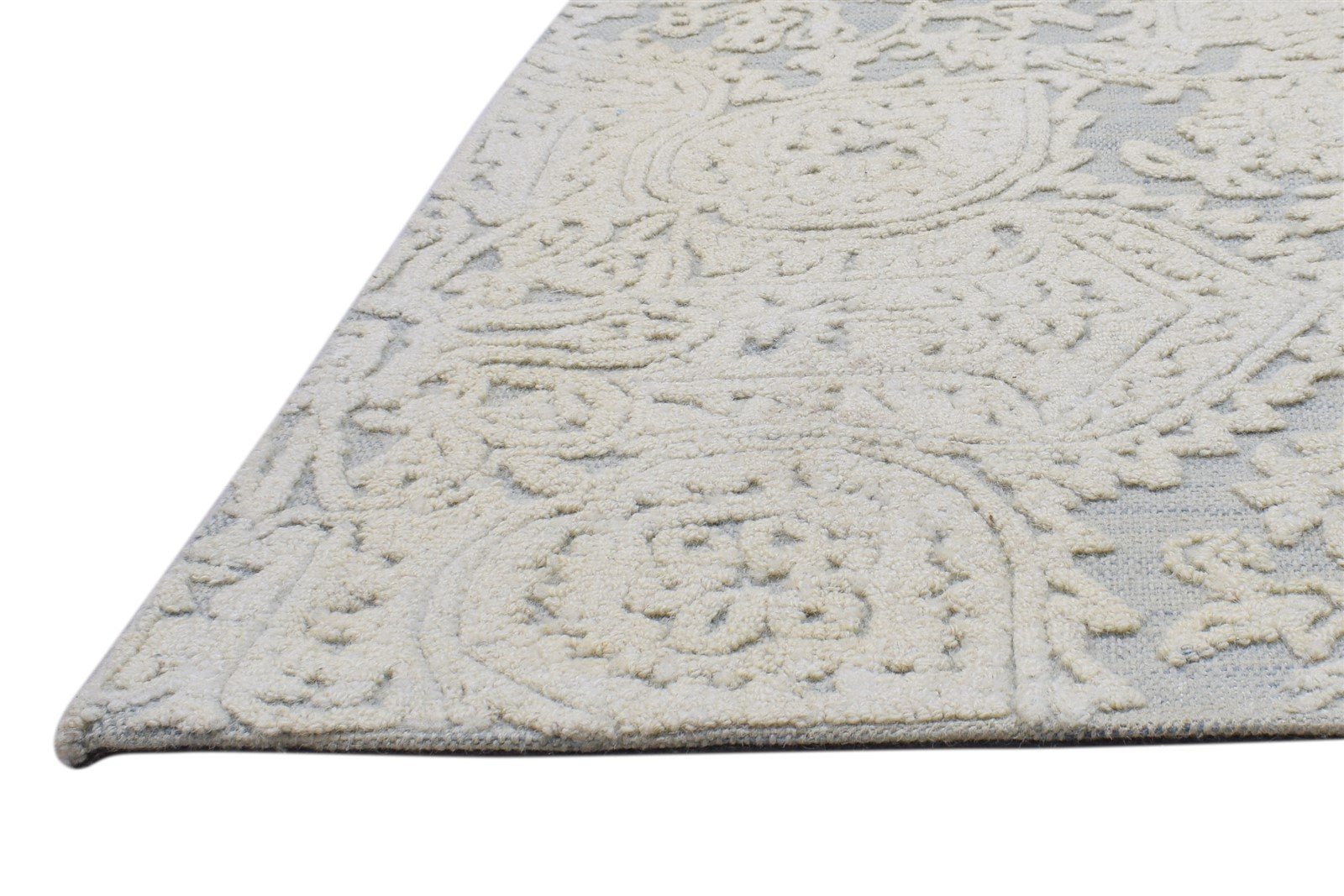 5' X 8' Rug Wool Ivory Modern Hand Tufted French Floral Room Size Carpet Area Rug